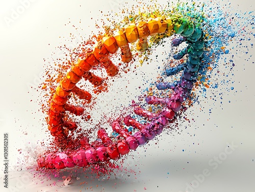 Exploding Rainbow DNA Helix