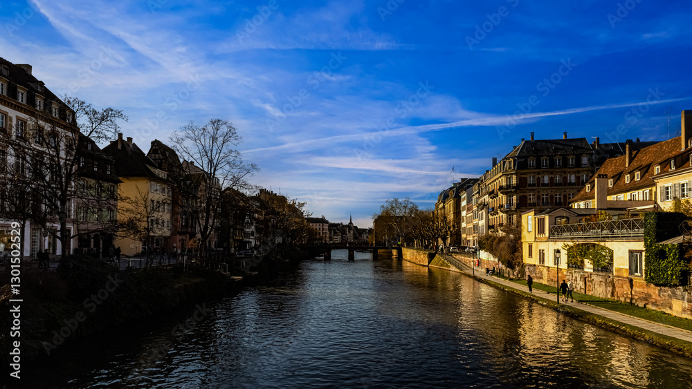 Naklejka premium The wonderful architecture of Strasbourg on a winter morning