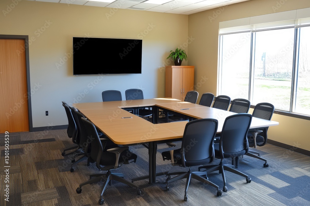 Modern meeting room interior with clean lines and functional design. AI generated illustration. Modern meeting room interior with clean lines and functional design. AI generated illustration.