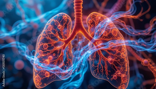 Exploring lung function and structure medical illustration digital art health science close-up anatomy visualization