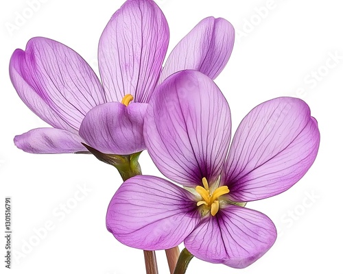 Purple flowers blooming, isolated white backdrop, floral designs, springtime, wallpaper, nature's beauty, botany