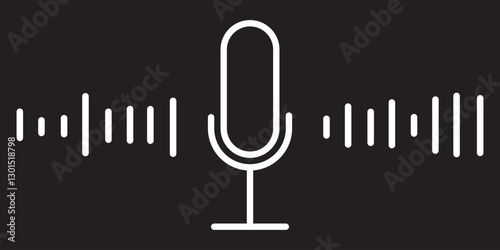 Sound waves of voice audio message recordings, . Podcast sound wave for online audio broadcasting. Vector set of music symbols, for music player and voice messages