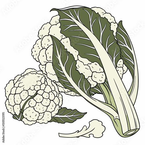  Realistic full-body Roman cauliflower vector artwork.