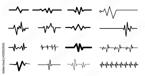 Heart beat line. Simple collection of cardiogram related line icons. Thin line vector set of signs for infographic, logo, app development and website design.