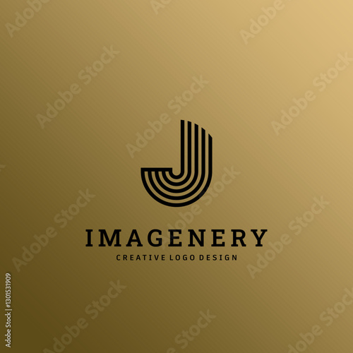 Letter J Logo Vector for Bussines or Branding, Luxury Black Gold, Minimal black design for corporate sign. Initial J logo design template on Gold background.