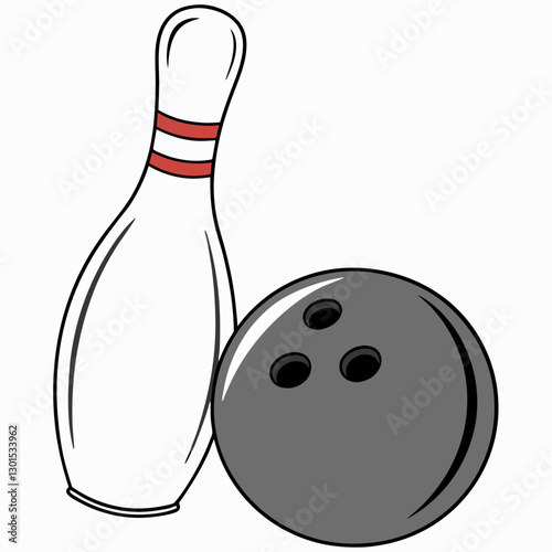 bowling pin with ball colored vector art on white background 


