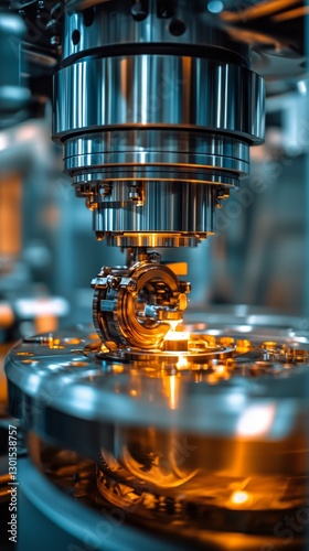 Precision Machining Process in a Manufacturing Facility During the Day