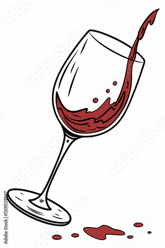 Vector Glass with a splash of red wine isolated on white background