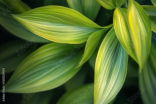 Close up View of Vibrant Green Leaves Showcasing Intricate Patterns and Textu...
