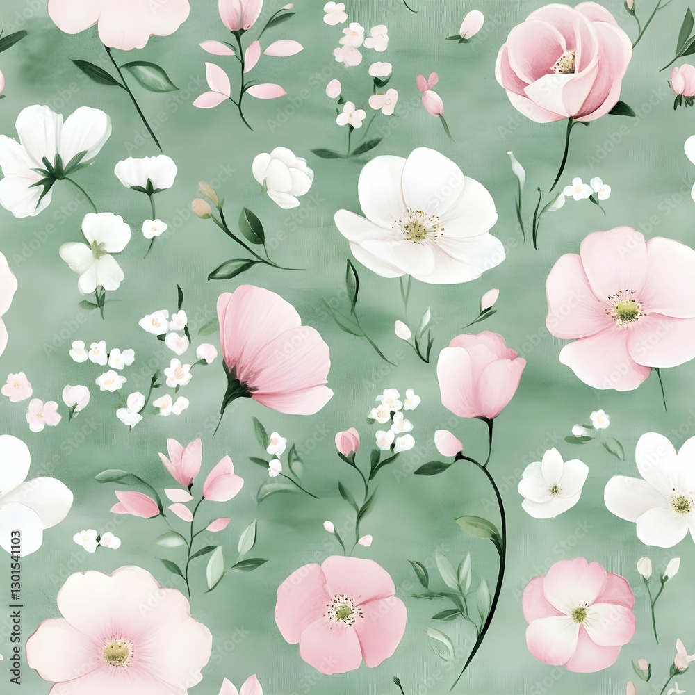 Fototapeta premium Seamless watercolor floral pattern
