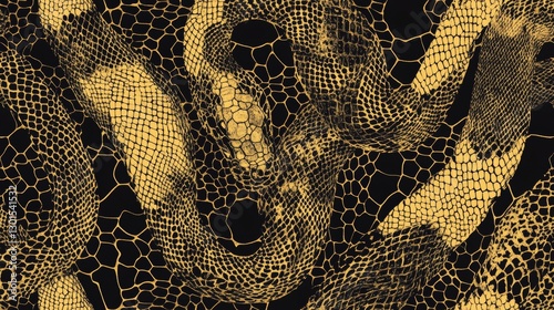 Vector pattern featuring a seamless hand-drawn snake skin design.  