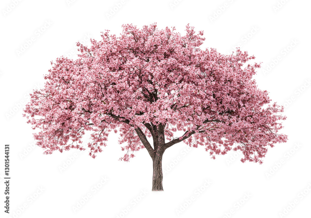 Obraz premium Beautiful blooming cherry tree symbolizes spring renewal and growth in a serene landscape perfect for outdoor settings or nature-themed designs, cut out