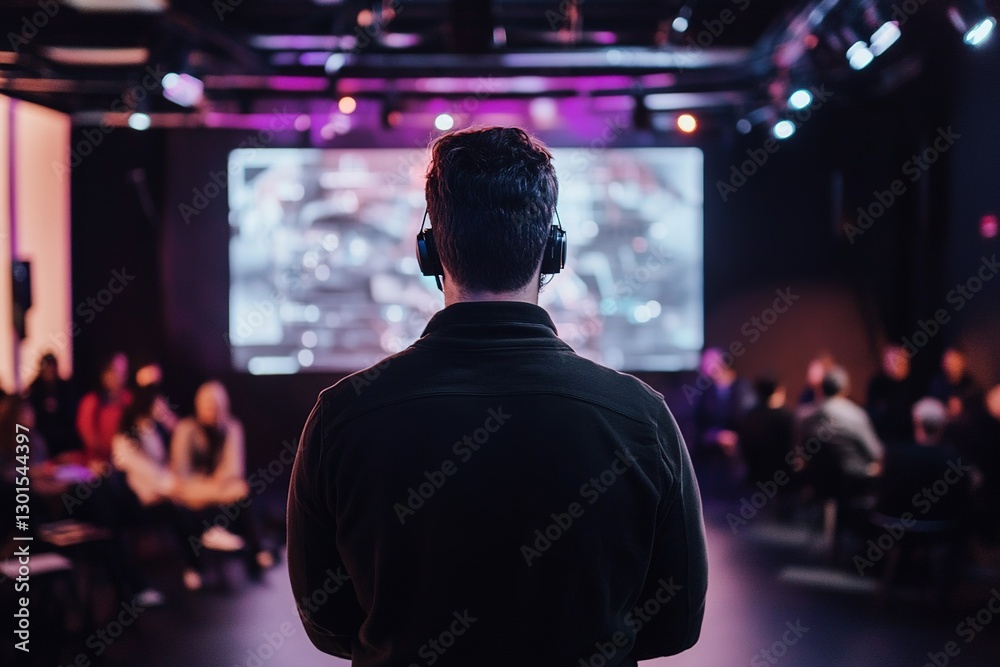A futuristic start up pitch competition where entrepreneurs present to investors via augmented reality