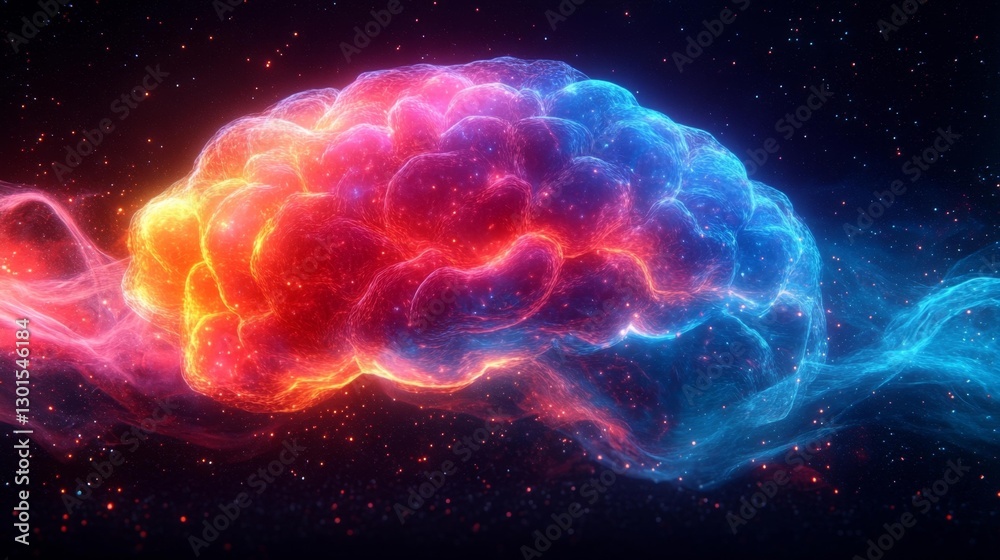Abstract Illustration of a Vibrant Multi-Colored Brain with Flowing Pathways. Generative AI Abstract Illustration of a Vibrant Multi-Colored Brain with Flowing Pathways. Generative AI
