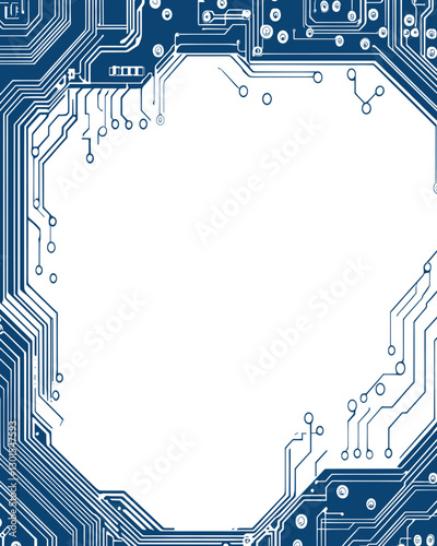 Futuristic Circuit Board Pattern Technology Design Digital Circuitry Blue Background Tech Innovation Network Connections Electronic Components