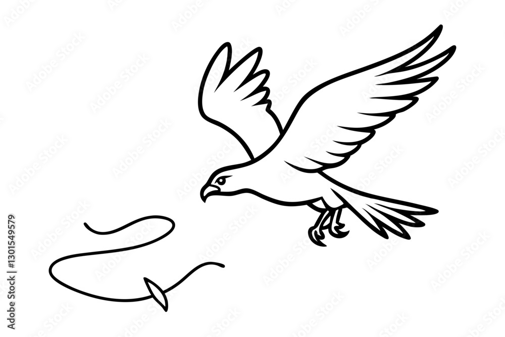 Hawk Diving to Catch Prey. Stunning Line Art Vector Illustration Hawk Diving to Catch Prey. Stunning Line Art Vector Illustration