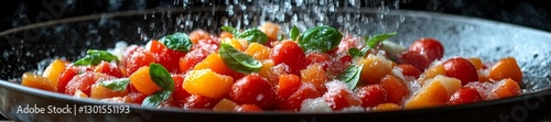 Close-Up of Fresh Vegetables in a Pan with Water Splashing Over Them. Generative AI photo