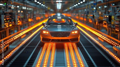 Automated Assembly Line With Yellow Cars in a Modern Manufacturing Facility
