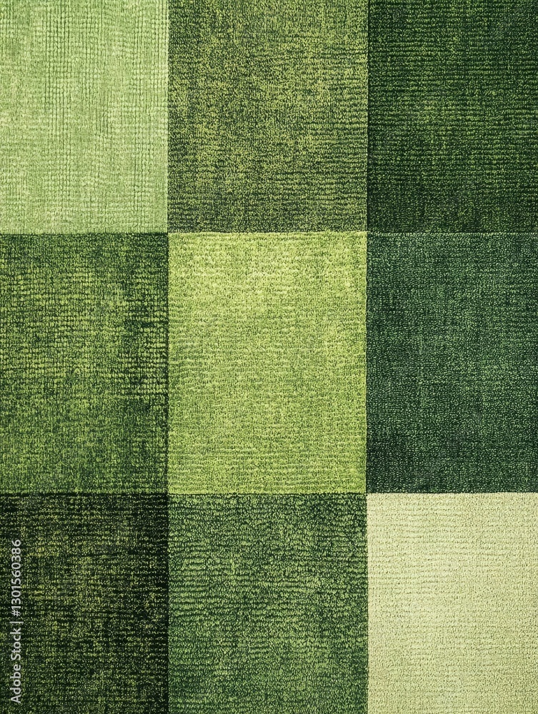 Fototapeta premium Green Textured Fabric Squares - A close-up shot of a textured fabric with a checkered pattern in varying shades of green