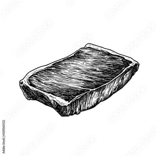 Engraved illustration of a rectangular stone slab with textured surface in a simple design