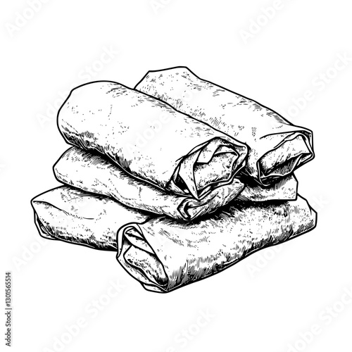 Deliciously prepared rolls stacked elegantly, showcasing culinary artistry with textured surfaces and intricate wrapping technique