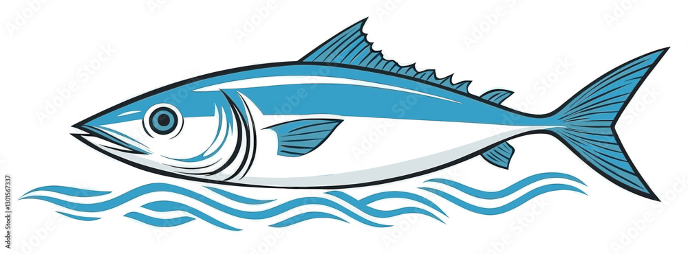 Blue Ocean Tuna Fish Drawing Illustration Vector with Stylized Waves - Aqua Marine Art for Seafood Design, Aquatic Life, Fishing, and Marine Themes Blue Ocean Tuna Fish Drawing Illustration Vector with Stylized Waves - Aqua Marine Art for Seafood Design, Aquatic Life, Fishing, and Marine Themes