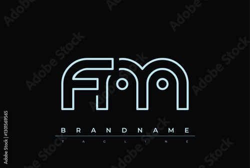 FM Technology Letter  Logo Template. This tech letter logo is a graphic mark that uses letters to represent a technology company.