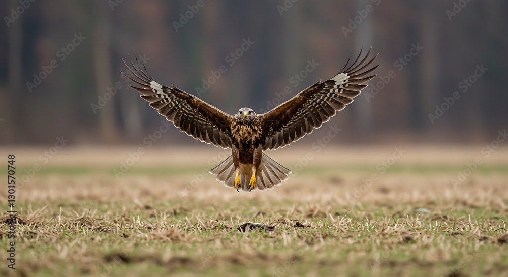 Fototapeta premium Majestic Buzzard in Flight: A Serene Wildlife Capture