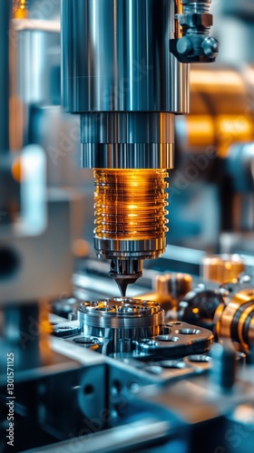Precision Machining Process in a Manufacturing Facility During the Day