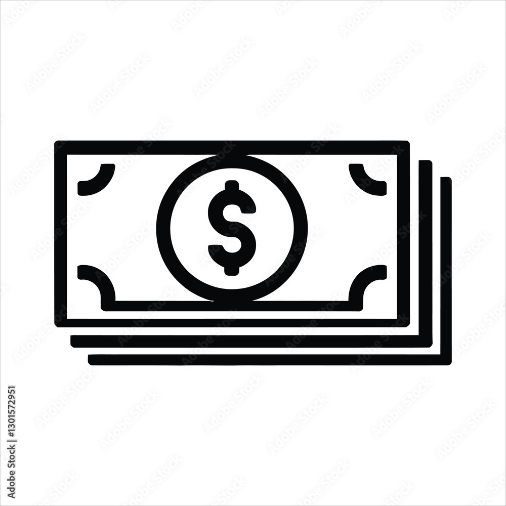 Stack of Dollar Bills ,Black and White Money Symbol, wealth, banking, savings, transactions, and currency. Perfect for business, fintech, and money-related design projects. Stack of Dollar Bills ,Black and White Money Symbol, wealth, banking, savings, transactions, and currency. Perfect for business, fintech, and money-related design projects.