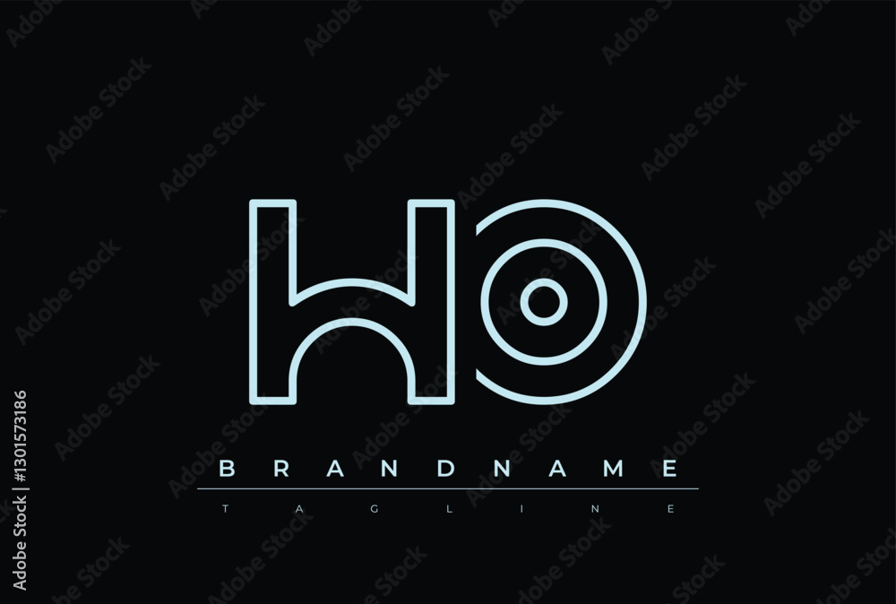 Obraz premium HO Technology Letter Logo Template. This tech letter logo is a graphic mark that uses letters to represent a technology company.