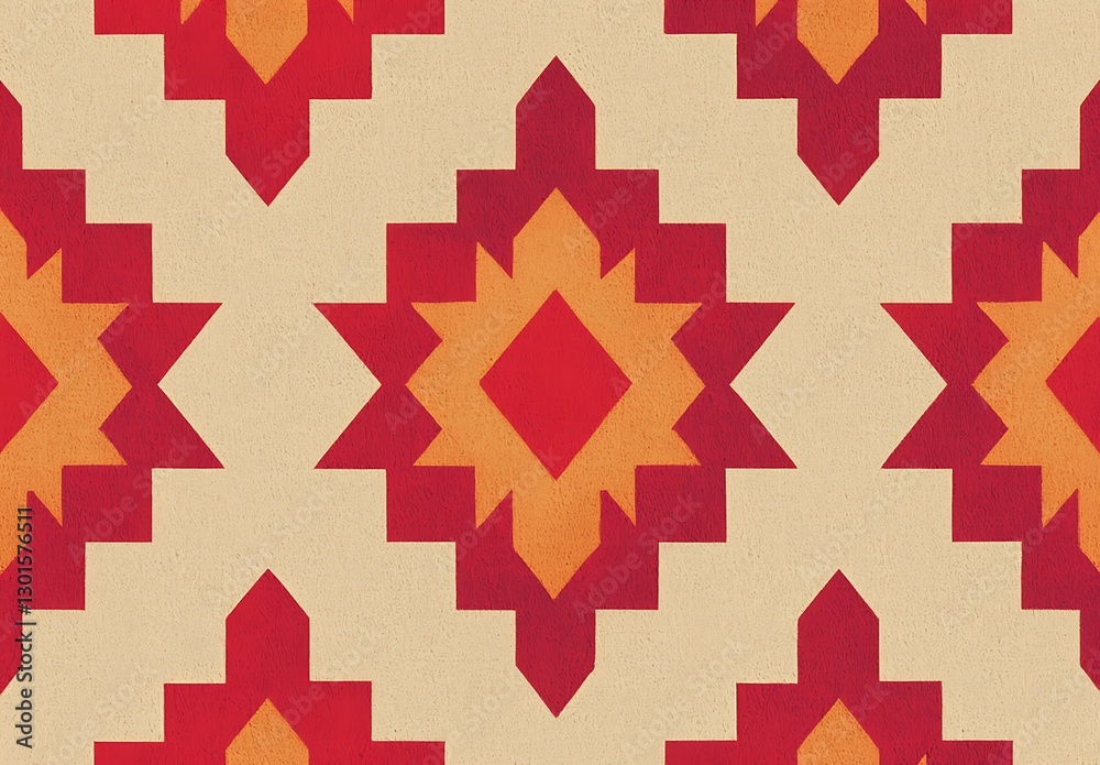 Bold Geometric Pattern in Red and Orange on Neutral Background Bold Geometric Pattern in Red and Orange on Neutral Background