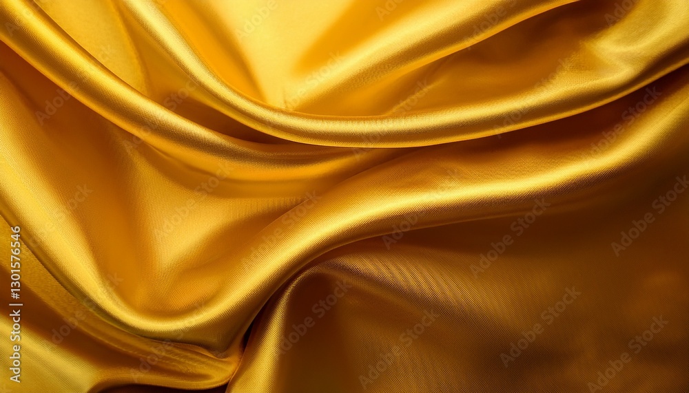 Fototapeta premium Abstract golden background silk satin smooth yellow luxury drapery grainy gradient texture copy space
