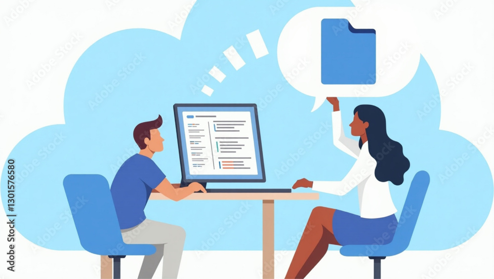 Woman Utilizing Cloud Storage for Seamless File Transfer and Data Management Woman Utilizing Cloud Storage for Seamless File Transfer and Data Management