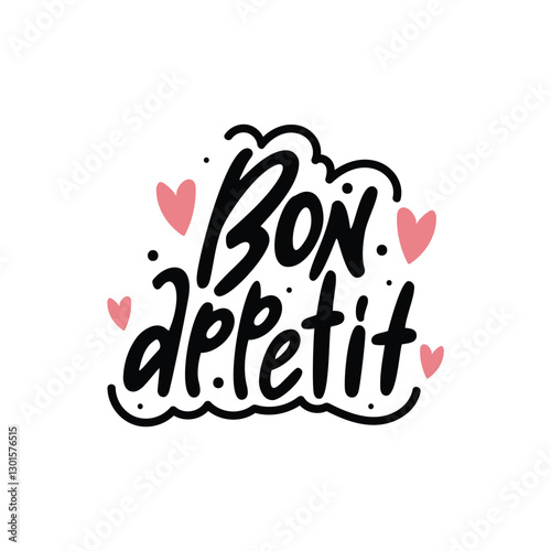 Bon Appetit Lettering Vector Design.