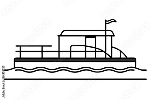 Minimalist Pontoon Line Art. Vector Silhouette Illustration