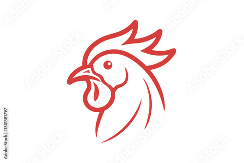 Modern Rooster Head Logo Icon in Clean Line Art