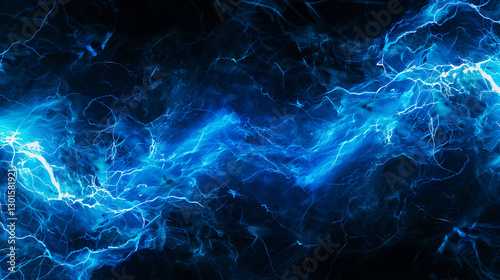 A visual representation of blue electricity flowing against a black background. The electric currents are depicted as vibrant, glowing blue lines, crackling with energy as they move through the darkne