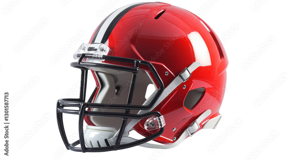 Red football helmet with transparent background representing american football safety Red football helmet with transparent background representing american football safety