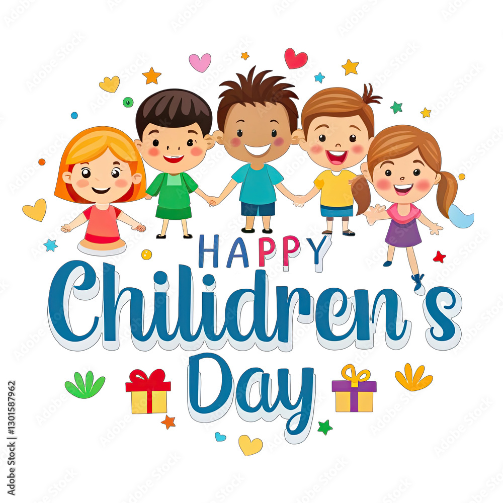 happy Children's day card with flowers