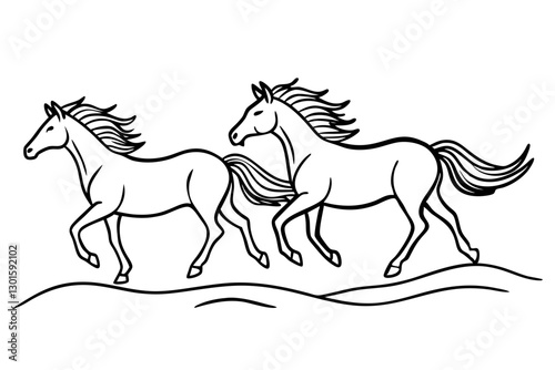 Galloping Wild Horses Vector Illustration – Open Plains Scene