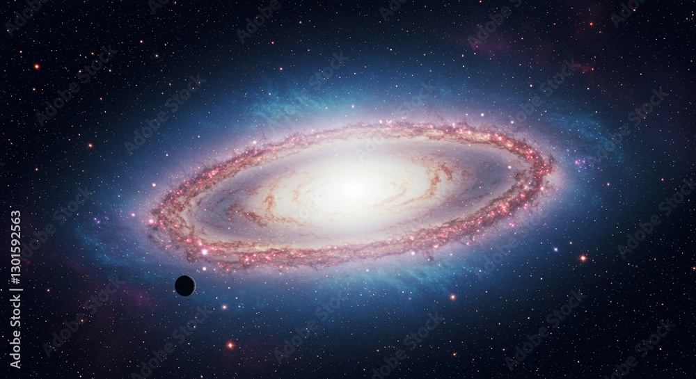 Fototapeta premium A stunning cosmic vista showcasing a spiral galaxy in a sea of twinkling stars