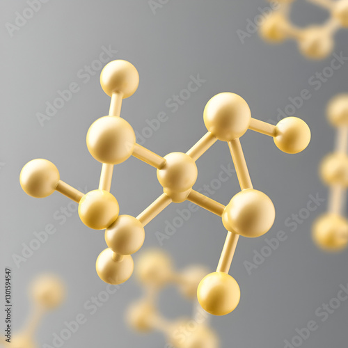 Xanthine purine base molecule. 3D rendering.