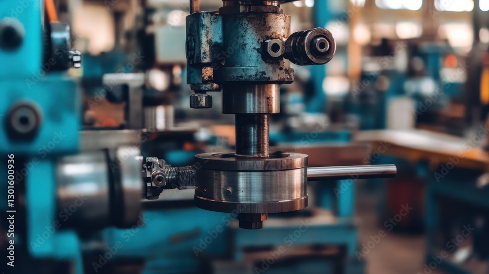 Fototapeta premium Industrial Machine Tool in Workshop Setting with Focused Detail