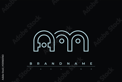 AM Technology Letter  Logo Template. This tech letter logo is a graphic mark that uses letters to represent a technology company.