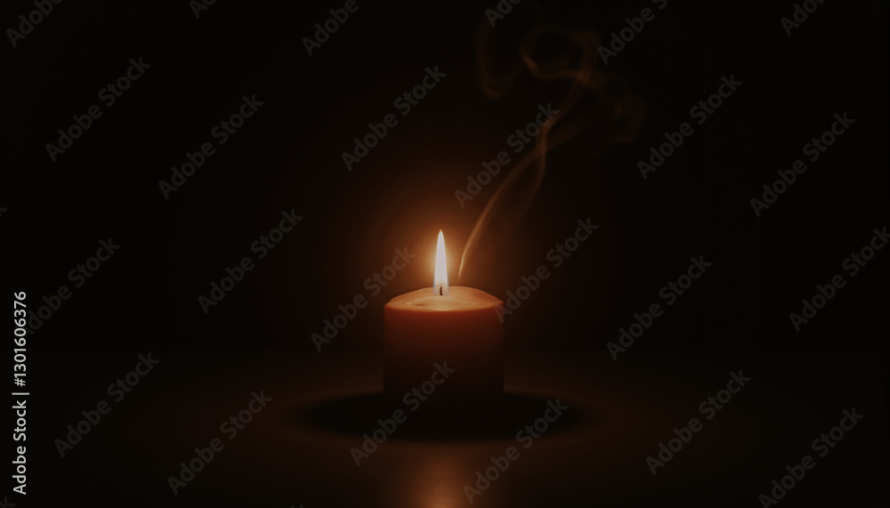 A single candle burns softly in the darkness, its golden flame flickering gentle. A single candle burns softly in the darkness, its golden flame flickering gentle.