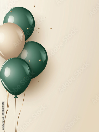 Gold and Green Balloon Celebration Template - AI Generated