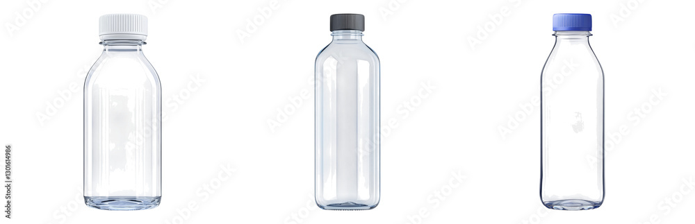 Clear Water Bottles on Isolated Display Isolated on transparent background Clear Water Bottles on Isolated Display Isolated on transparent background
