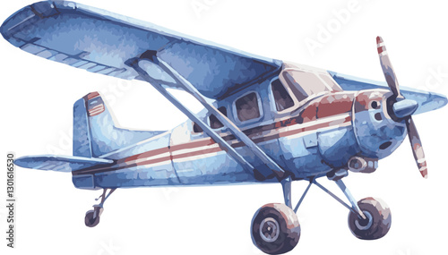 Watercolor vector illustration of an ultralight airplane