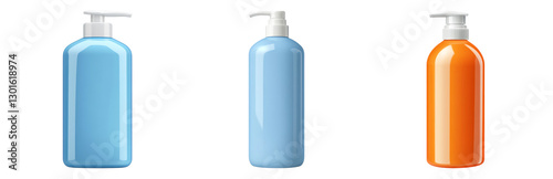 Wallpaper Mural Pump Bottles in Blue, Orange, and Clear Isolated on transparent background Torontodigital.ca